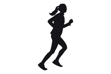 Vector art of Silhouette of a woman running isolated on white background
