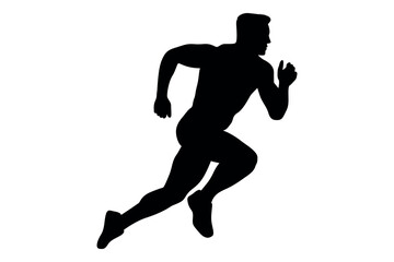 Vector art of Silhouette of a man running isolated on white background