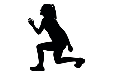 Vector art of Silhouette of a woman doing a lunge exercise isolated on white background