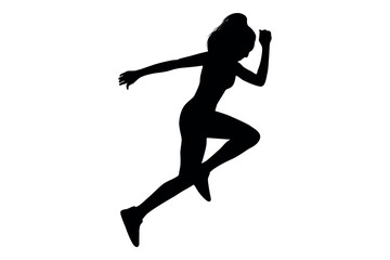 Vector art of Silhouette of a woman running isolated on white background