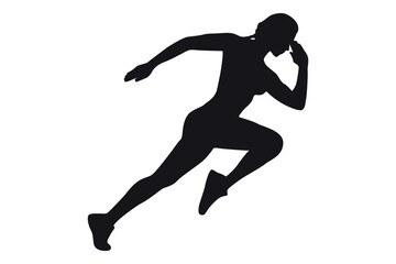 Vector art of Silhouette of a woman running isolated on white background in vector format