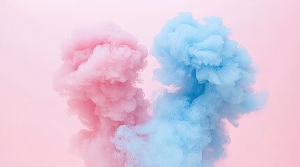 Fototapeta premium Abstract Pink and Blue Ink Clouds Colliding