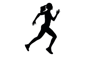 Vector art of Silhouette of a woman running isolated on white background