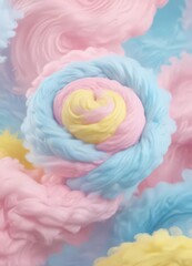 Fototapeta premium Pastel pink, blue, yellow cotton candy swirl background, pattern, texture, screen