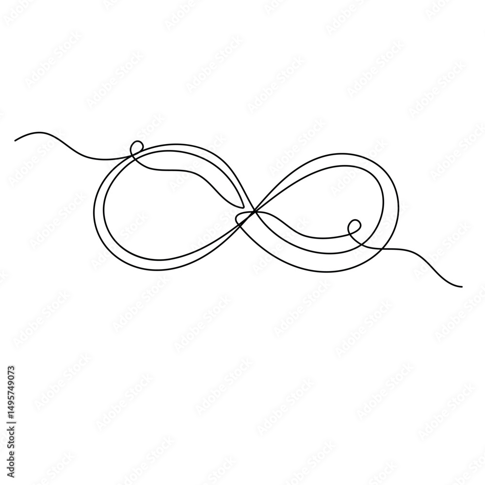Fototapete infinity symbol continuous one line drawing outline vector icon