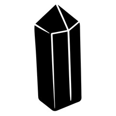 Stylized black crystal formation illustration with angular geometric shapes and shadow