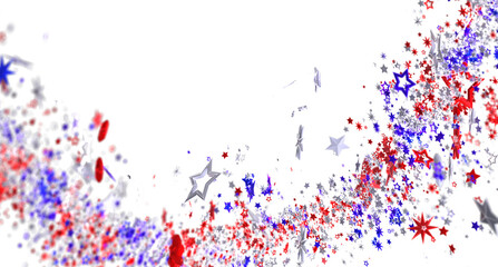 Red, white, and blue stars burst background. Perfect for Independence Day celebrations.