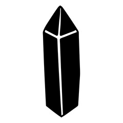 Black and White Silhouette of a Crystal Obelisk with Unique Facets