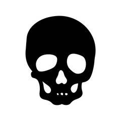 Simple Black Silhouette of a Skull on a White Background Design