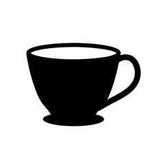 Simple silhouette of an elegant coffee cup or teacup on white background