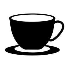 Simple Black and White Image of a Coffee Cup and Saucer