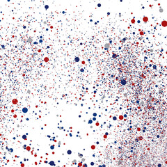 Abstract festive backdrop with red, blue, silver dots. Perfect for celebrations.