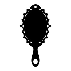 Elegant hand mirror silhouette with intricate detailing and an oval shape