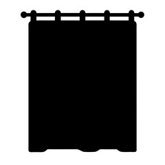 A black and white minimalist image of a window curtain covering frame