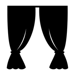 Silhouette of elegant theater style curtains drawn open for a performance