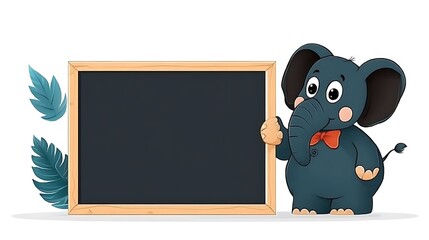 Naklejka premium 可愛いぞうさんと黒板のイラスト
