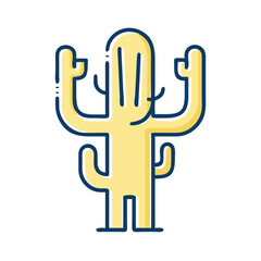 Obraz premium Whimsical cartoon cactus character with raised arms and smile 