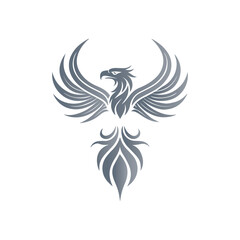 Fototapeta premium Silver Phoenix Rising Emblem