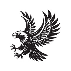 Black and White Eagle Landing Illustration