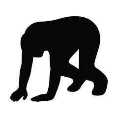 Silhouette of a Person in a Crawling Position against a White Background