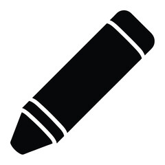 Simple black crayon icon design on white background for art projects