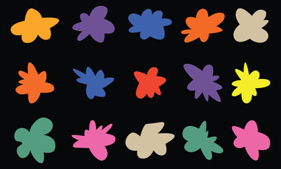 Abstract flower icon set. Quirky funky shape elements