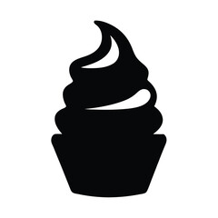 Black silhouette of delicious soft serve ice cream in a cup illustration