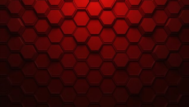 Abstract red hexagon pattern background with dark gradient creating depth illusion