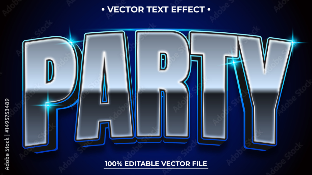 Poster party text effect abstract background template with bold style use for logo and banner headline