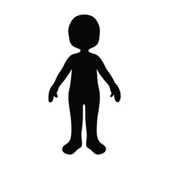 Silhouette of a Cartoonlike Figure Standing Straight on a White Background
