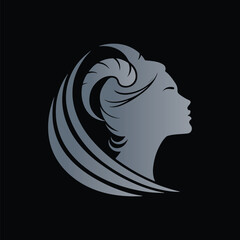 Elegant Female Silhouette with Horns Logo
