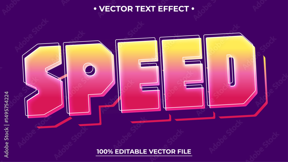 Poster editable text effect speed 3d cartoon template gradient style