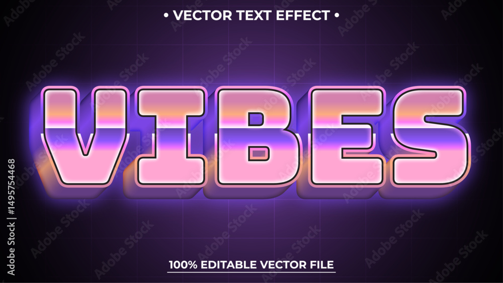 Poster editable chrome style metallic vibes text effect futuristic logo maker
