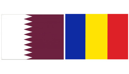 Qatar Official flag with Chad national flag, both countries flags are in Horizontal shape and isolated on white background.
Rectangular colorful design Flag with together.