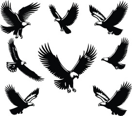 Majestic Flying Eagle Silhouettes Set