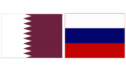 Qatar Official flag with Russia national flag, both countries flags are in Horizontal shape and isolated on white background.
Rectangular colorful design Flag with together.