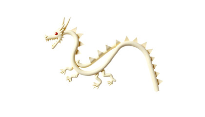 Fototapeta premium White Dragon Design with Straws and No Shadows on Transparent Background