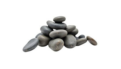 Pile of Smooth Stones Assembled on White Background with No Shadow
