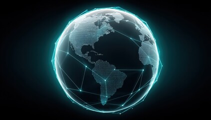 Fototapeta premium Globe with Glowing Neon Lines Against a Black Background