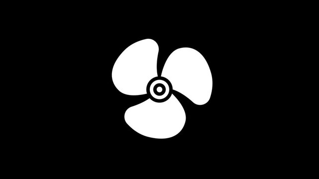 Rotating fan icon animation representing air ventilation system on a black background
