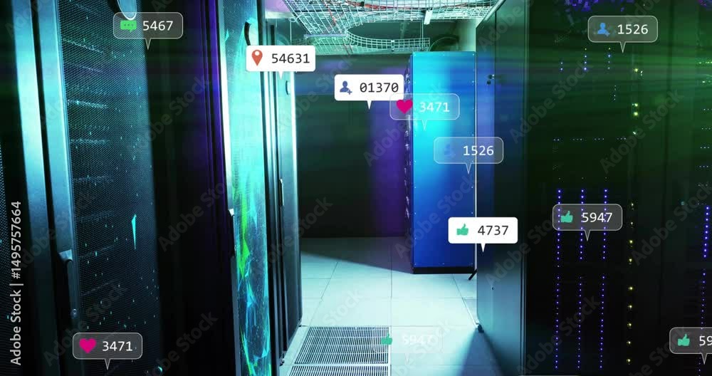 Aufkleber first comment icon appearing in server hall starting icons clustering fading showing social metrics