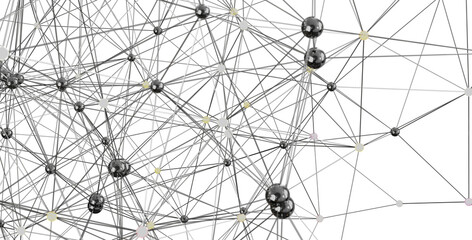 3D rendering of a complex network, ideal for technology, connection, and communication concepts.