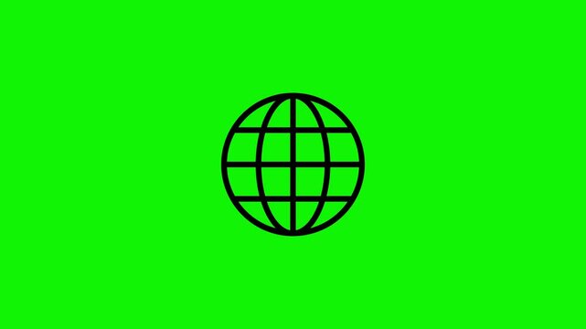 Spinning globe icon animation on a green screen background