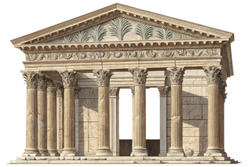 Obraz premium Ancient Greek Temple Structure with Corinthian Columns and Detail