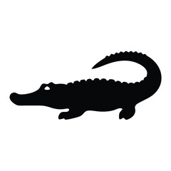 Alligator silhouette with curved tail and bumpy back in simple flat design