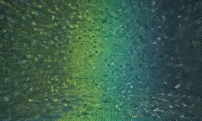 Naklejka premium Abstract geometric halftone backdrop in blue, green, and yellow hues , modern, template, vibrant