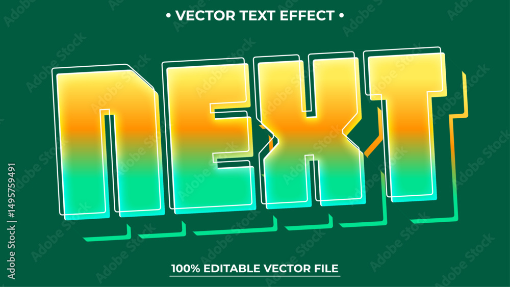 Poster editable text effect next 3d cartoon template gradient style