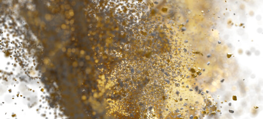 Abstract background with gold and silver particles exploding. Perfect for luxury, celebration, and elegant designs.