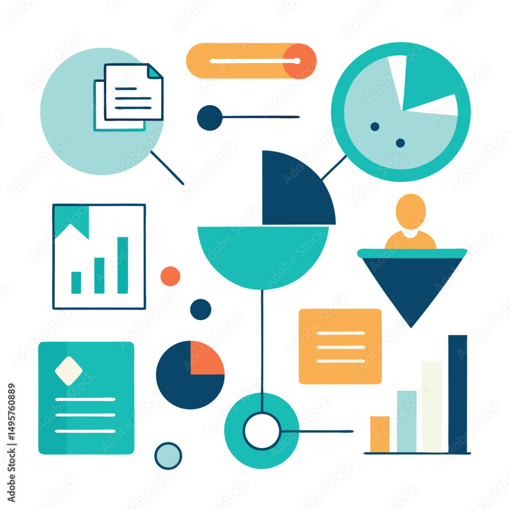 Poster abstract data visualization illustration for business reports and presentations