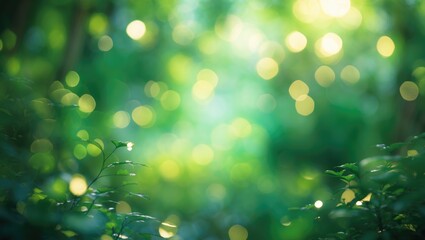 Obraz premium Luminous green soft-focus backdrop of the summer woods